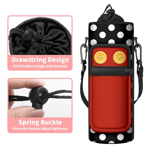Water Bottle Holder with Strap, 18-32oz Water Bottle Carrier Sling Bag - color: Button