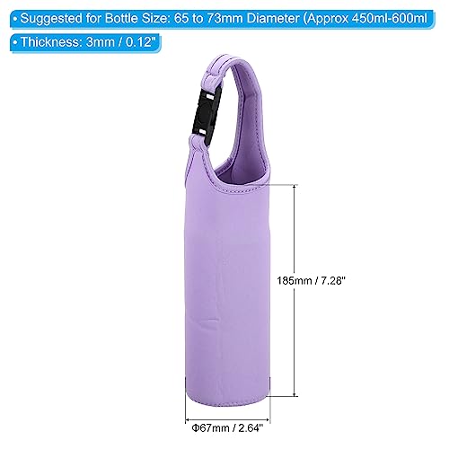 PATIKIL Water Bottle Sling Bag, Neoprene Portable Insulated Bottle Holder Carrier with Removable Adjustable Shoulder Straps - color: Light Purple