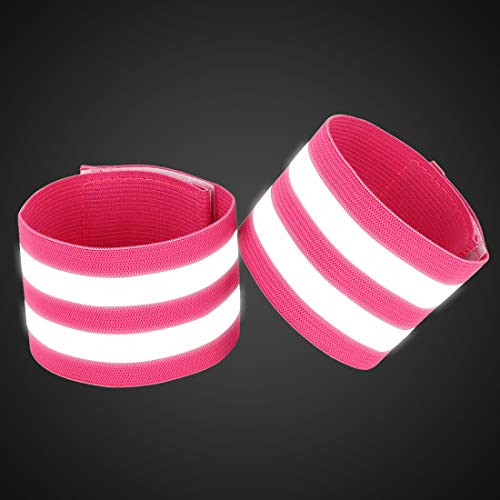 X AUTOHAUX 4 Pcs Reflective Bands for Wrist High Visibility Night Safety Cycling Riding Reflector Tape Straps Bracelet - color: Pink