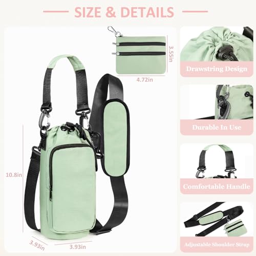 Insulated Water Bottle Carrier with Adjustable Strap - 25/32/40 oz Water Bottle Crossbody Bag with Small Purse for Hiking, Gym, Travel - color: Turquoise