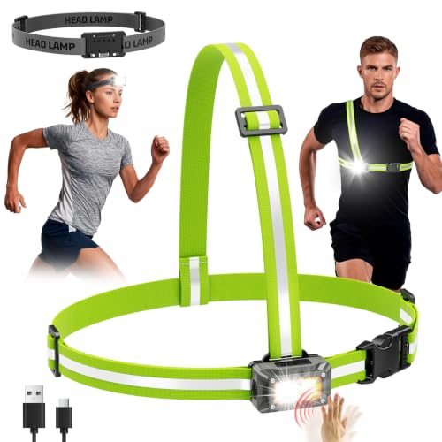 Running Lights For Runners,Sensor Mode Headlamp 2in1 Reflective Vest Light