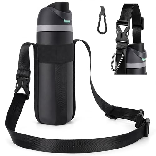 Water Bottle Holder Strap Sling, for Owala FreeSip 16 24 32oz, Hydroflask, Iron °Flask, Universal Water Bottles, with Carabiner, Hand Free Water Bottle Sling for Hiking Walking Travel - color: Very, Very Dark