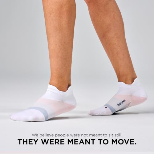 Feetures Elite Ultra Light No Show Tab Ankle Socks - Sport Sock with Targeted Compression - color: White Rose (1 Pair), size: Large