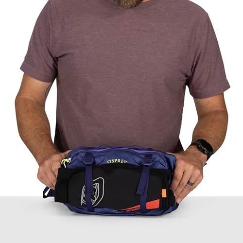 Osprey Seral Biking Waist Pack with Hydraulics Reservoir for Men & Women, Hydration Belt with Water Bladder - color: Botswana Purple Dust Print, style: 4l