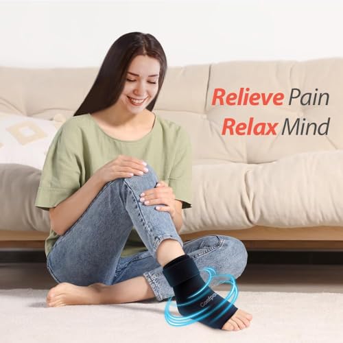 Comfpack Ankle Ice Pack Wrap for Swelling, 2PCS Gel Ankle Foot Ice Pack Wrap with Hot Cold Compression Pain Relief for Plantar Fasciitis, Sprained, Achilles Tendonitis, Heel Spur - size: Black