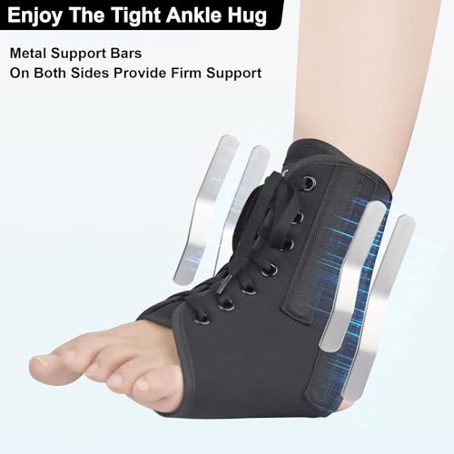 AIDY-PRO Lace Up Ankle Brace with Metal Side Stabilizers, Adjustable Lace-Up Ankle Braces for Men and Women Sprained Foot Support Brace for Posterior Tibial Tendonitis Achilles Tendon Injury S - size: Small