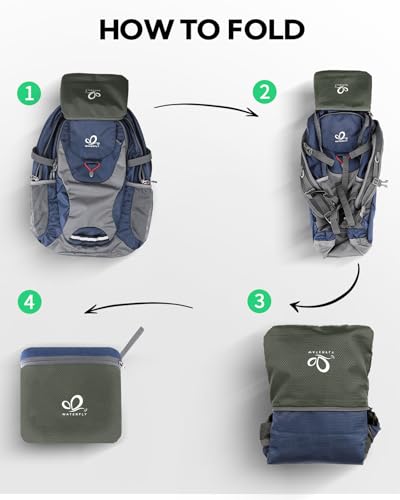 WATERFLY Lightweight Packable Hiking Backpack, 30L Day Pack Blue - color: Blue