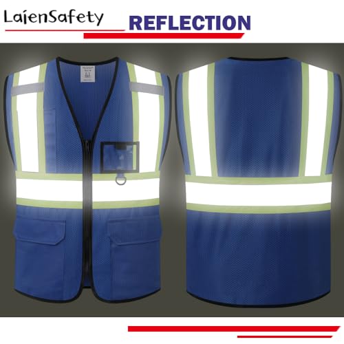 Hi Vis Reflective Safety Vest for Men Women,EK178,Blue,3XL - color: Blue, size: 3X-Large