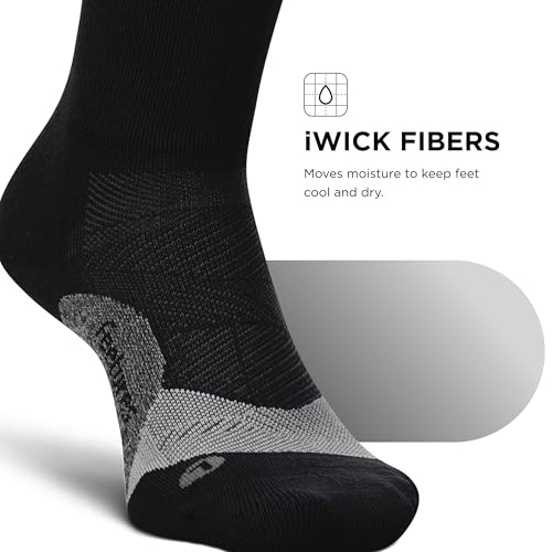 Feetures Elite Light Cushion Mini Crew Sock - color: New Black (1 Pair), size: Medium