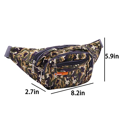 AIBEARTY Kids Fanny Pack Boys Small Camouflage Waist Pack Belt Waist Bag Pack Pouch with Adjustable Strap for Children Sport Running, Camping, Trip Brown(2 Layer) - color: Brown (2 Layer)