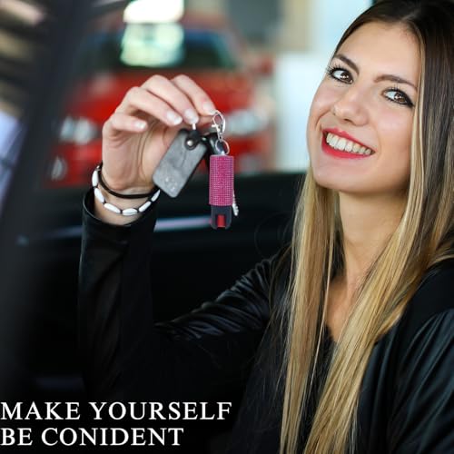 Pepper Spray for Women, Mini Bling Keychain, 12-Ft Range, Quick Release - color: Rose Red