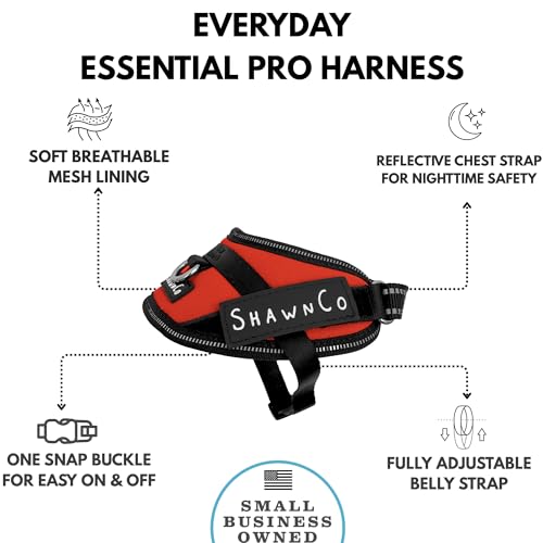 ShawnCo Essential Pro Dog Harness, No-Pull Pet Vest (Mustang Red, XS) - color: Mustang Red, size: XS
