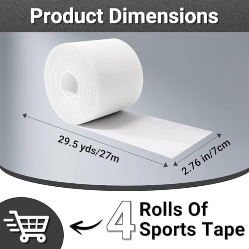 4 Pack Pre Wrap Athletic Tape, Beige 2.75" x 29.5 Yards Per Roll - color: Beige