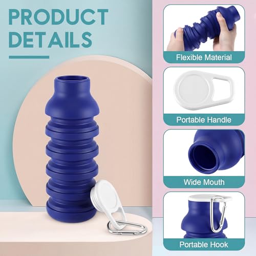 LemonRoad 2 Pcs 20 oz Collapsible Water Bottles, Pink, Navy Blue - color: Pink,Navy Blue