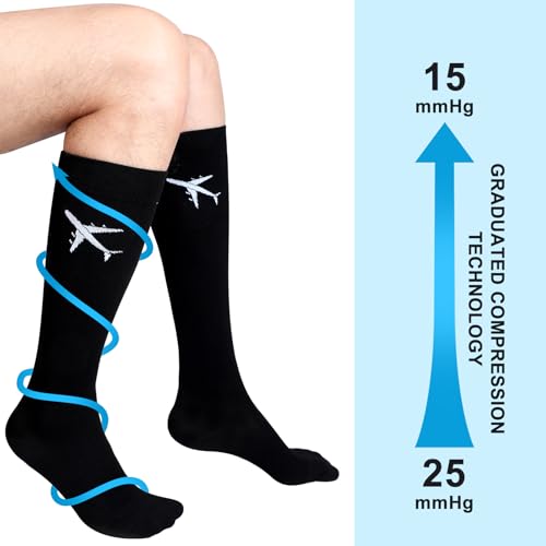 Skicuff 2 Pairs Travel Compression Socks for Men and Women - color: Black