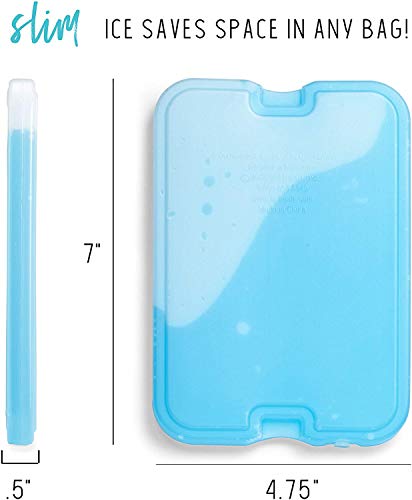 Cool Coolers by Fit & Fresh 4 Pack XL Slim Ice Packs, Quick Freeze Space Saving Reusable Ice Packs for Lunch Boxes or Coolers - color: Blue (4 Pack)