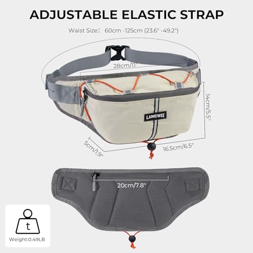 2L Fanny Pack for Women Men, Anti‑theft Waist Bag with RFID Blocking - color: Off-white