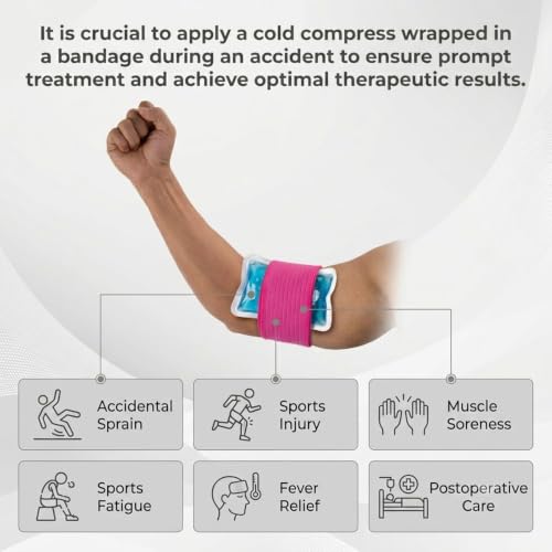 6 Pack Ice Pack Extension Straps - 35"x3" Elastic Wrap for Hot & Cold Packs - color: Pink