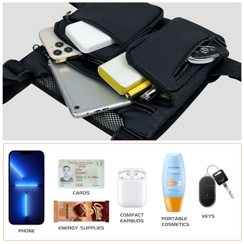 KINGSLONG Running Vest, Chest Bag for Men, Chest Pack, Hiking (C-Black) - color: C-Black