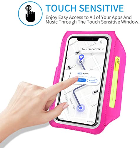 Running Armband with Earphone Pouch Fits Phones up to 6.9" - color: Rose (Up to 6.9''), size: Medium