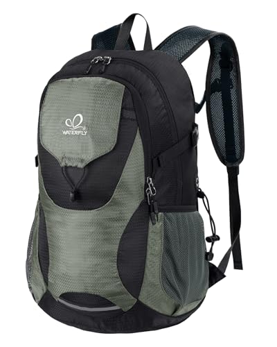 WATERFLY Lightweight Packable Hiking Backpack, 30L Day Pack - color: Black & Grey