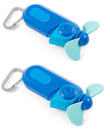 O2COOL Small Sport Misting Fan with Carabiner Clip 2-Pack Blue - color: Blue, size: 2 Packs