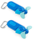 O2COOL Small Sport Misting Fan with Carabiner Clip 2-Pack Blue - color: Blue, size: 2 Packs