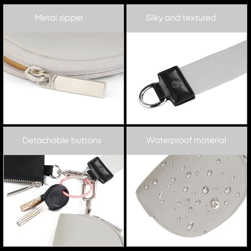VUTUXA KeyChain Wallet Wristlet For Women Mini Zip Dual Pouch Coin Purse - color: black+grey