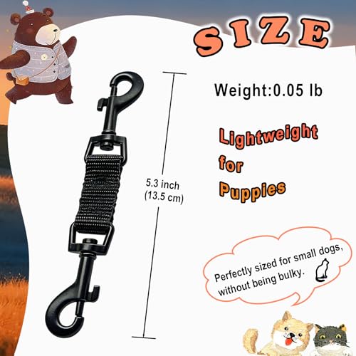 Mini Dog Collar Safety Backup Clip, Black - color: Black, size: Mini(5.3 in fixed length x 0.4 in width)