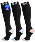 SB SOX 3-Pair Compression Socks (15-20mmHg) - color: 05 – Multi-color, size: L/XL