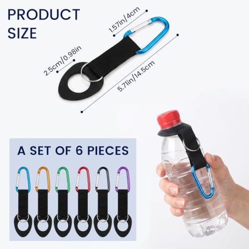 6-Pack Durable Silicone Water Bottle Holder with Carabiner Clip & Key Ring