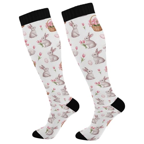 Wusikd Cats Compression Socks for Women and Men Circulation Cute Long Socks for Athletic Running 1 - color: Easter Bunny