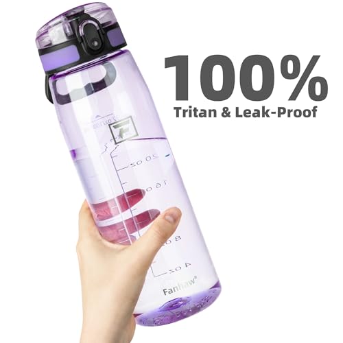 Fanhaw 32 oz Clear Plastic Water Bottle, Chug Lid, Amethyst - color: Amethyst