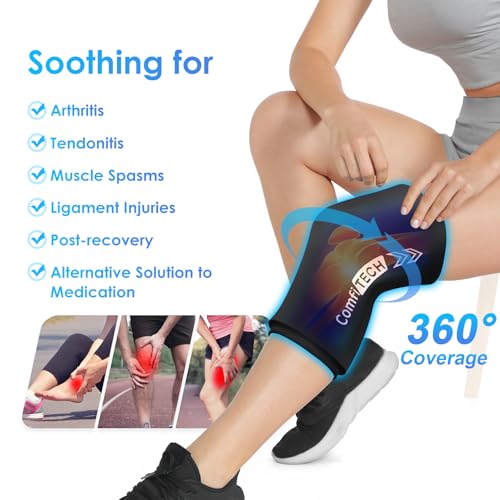 ComfiTECH Reusable Knee Ice Pack Wrap, Flexible Cold Gel Sleeve, M, 2 Pack - size: Medium