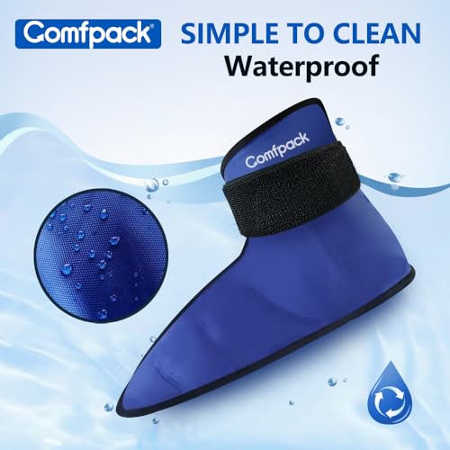 Comfpack Foot Ice Pack Wrap for Plantar Fasciitis Hot Cold Therapy Ice Boot for Foot After Surgery, Plantar Fasciitis, Achilles Tendonitis, Swelling, Heel Pain - size: L Navy Blue
