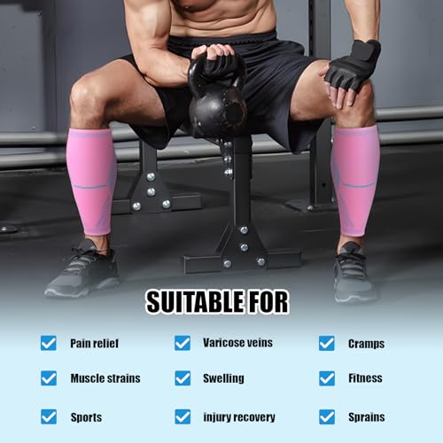 NuCamper Calf Compression Sleeve, Footless Compression Socks for Men Women - color: Pink, size: Medium