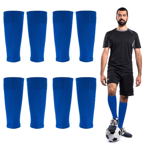 4 Pairs Leg Sleeves for Soccer, Shin Guard Sleeves Accompany Grip Socks, Youth Adults - color: Blue