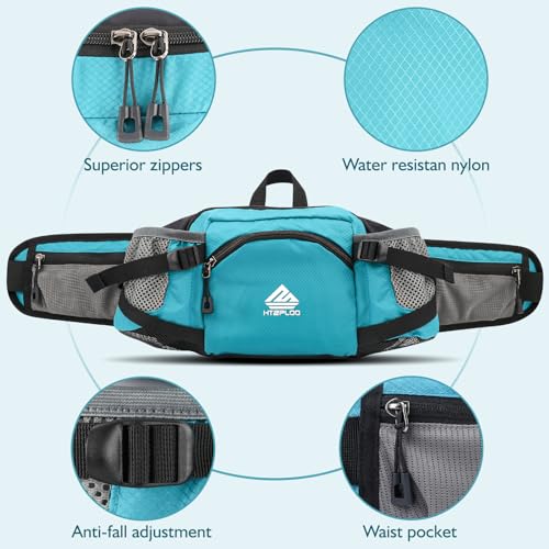 Fanny Pack Waist Bag with Water Bottle Holder for Men Women Running Hiking Travel Dog Walking Workout Cycling Outdoor (Turquoise Blue) - color: Turquoise Blue