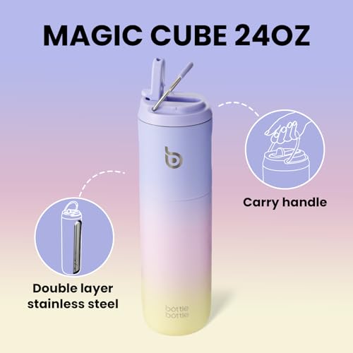 BOTTLE BOTTLE Insulated Water Bottle 24oz with Straw Lid and Handle Sports - color: Purple pink yellow
