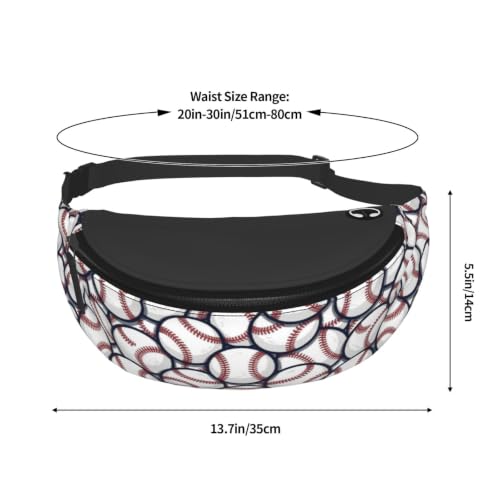 Dujiea Fanny Pack, Overlapping Baseballs Waist Bag With Headphone Hole Belt Bag Adjustable Sling Pocket Fashion Hip Bum Bag For Women Men Kids Outdoors Casual Travelling Hiking Cycling - color: Overlapping Baseballs