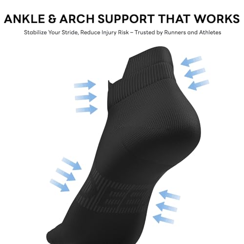 6 Pairs Ankle Compression Socks Women Men 15-20 mmHg Low Cut Athletic Running Arch Support for Travel Nurses Flight - color: White+black+grey