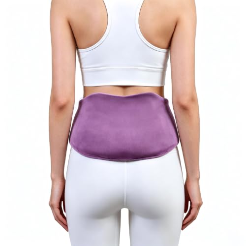Microwave Heating Pad for Back Pain Relief, Flaxseed Microwavable Heating Pad with Removable Washable Flannel Cover, Moist Heating Pad for Period Cramps & Muscle Relaxation, 10''x18'' - color: Purple