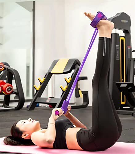 21 Fitness Resistance Bands-4 Tube Pedal Ankle Puller - 2023 New Sit up Leg Stretch Rope Exercise Bands with Handles, Stretching Workout Fitness Bands for Arm Weights Exercise Equipment - color: Purple