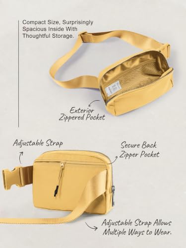 ODODOS Unisex Mini Belt Bag with Adjustable Strap Small Fanny Pack for Workout Running Traveling Hiking, Buff Yellow - color: Buff Yellow
