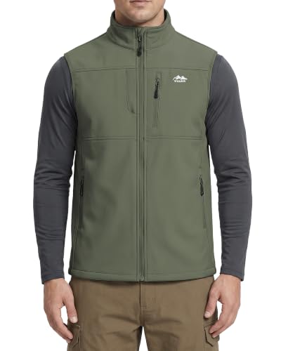 WULFUL Men's Lightweight Golf Vest Windproof Outerwear Sleeveless Jacket - color: Army Green, size: 3X-Large