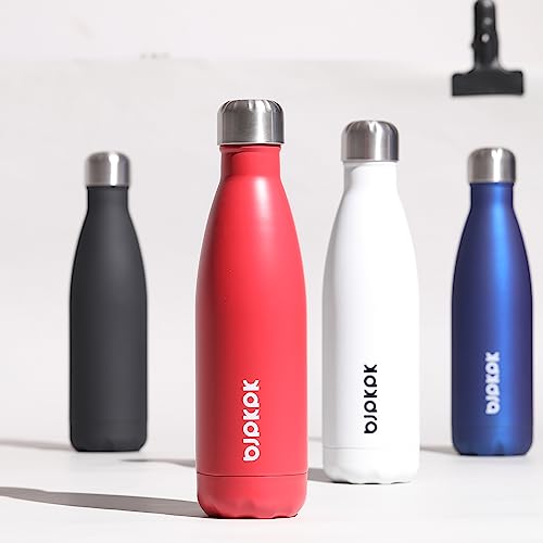 BJPKPK 17 oz Insulated Water Bottle, Stainless Steel Flask, Leak Proof - color: Black, size: 17 Ounces