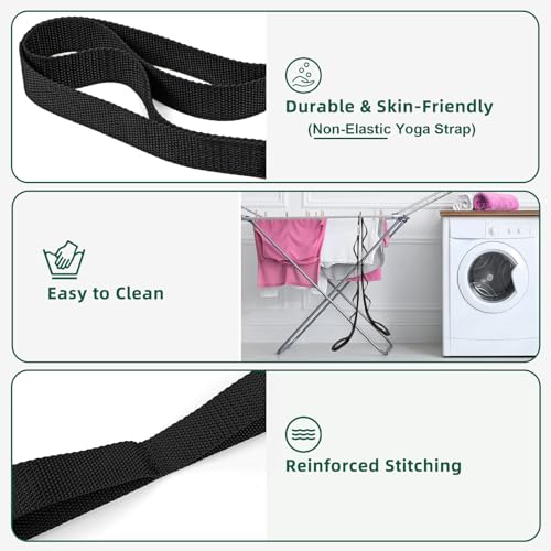 Abiarst Stretching Strap Yoga Straps for Physical Therapy, 10 Loops Non-Elastic Stretch Band for Pilates, Flexibility, Exercise and Gymnastics - color: 1-Pack (Black)