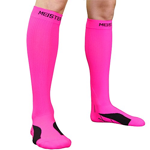 Meister Graduated 20-25mmHg Compression Socks for Shin Splints (Pair) - color: Pink, size: X-Small