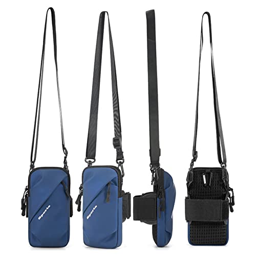 Prime Comfort Phone Holder Armband, Small Crossbody Shoulder Holsters Bag with Arm Band, Fits iPhone and Android, Use for Running, Walking, Hiking & Biking (6.7 Inches, Blue) - color: BLUE