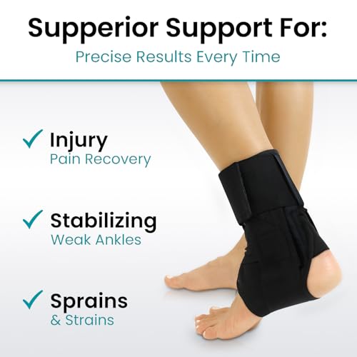 Vive Lace Up Ankle Brace - Men, Women Foot Support Stabilizer Compression Sleeve - Sprained Adjustable Leg Splint - Sprain Rolled Immobilizer Wrap Guard for Running, Volleyball, Basketball, Soccer (L) - size: Large (Pack of 1)
